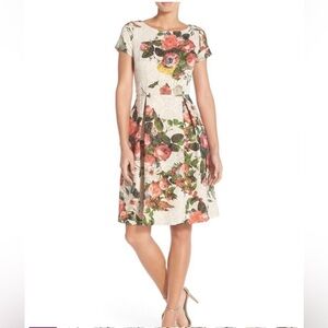 Adrianna Papell Fit & Flare  Floral Print Women's Midi Dress Size 12